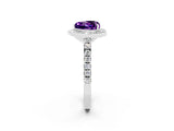 White gold Heart Cut Halo Diamond Ring with Pavé Band and Three-Prong Setting_2