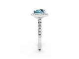 White gold Heart Cut Halo Diamond Ring with Pavé Band and Three-Prong Setting_2