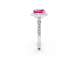 White gold Heart Cut Halo Diamond Ring with Pavé Band and Three-Prong Setting_2