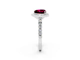 White gold Heart Cut Halo Diamond Ring with Pavé Band and Three-Prong Setting_2
