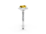 White gold Heart Cut Halo Diamond Ring with Pavé Band and Three-Prong Setting_2