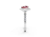 White gold Heart Cut Halo Diamond Ring with Pavé Band and Three-Prong Setting_2