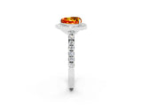 White gold Heart Cut Halo Diamond Ring with Pavé Band and Three-Prong Setting_2