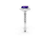 White gold Heart Cut Halo Diamond Ring with Pavé Band and Three-Prong Setting_2
