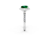 White gold Heart Cut Halo Diamond Ring with Pavé Band and Three-Prong Setting_2