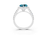 White gold Heart Cut Halo Diamond Ring with Pavé Band and Three-Prong Setting_3