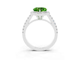 White gold Heart Cut Halo Diamond Ring with Pavé Band and Three-Prong Setting_3