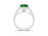 White gold Heart Cut Halo Diamond Ring with Pavé Band and Three-Prong Setting_3