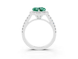 White gold Heart Cut Halo Diamond Ring with Pavé Band and Three-Prong Setting_3
