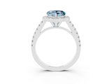 White gold Heart Cut Halo Diamond Ring with Pavé Band and Three-Prong Setting_3