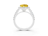 White gold Heart Cut Halo Diamond Ring with Pavé Band and Three-Prong Setting_3