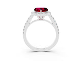 White gold Heart Cut Halo Diamond Ring with Pavé Band and Three-Prong Setting_3