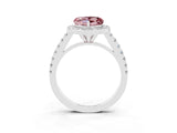 White gold Heart Cut Halo Diamond Ring with Pavé Band and Three-Prong Setting_3