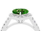White gold Heart Cut Halo Diamond Ring with Pavé Band and Three-Prong Setting_4