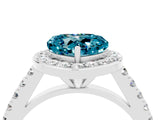 White gold Heart Cut Halo Diamond Ring with Pavé Band and Three-Prong Setting_4