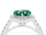 White gold Heart Cut Halo Diamond Ring with Pavé Band and Three-Prong Setting_4
