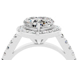 White gold Heart Cut Halo Diamond Ring with Pavé Band and Three-Prong Setting_4