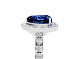 White gold Heart Cut Halo Diamond Ring with Pavé Band and Three-Prong Setting_5