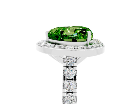 White gold Heart Cut Halo Diamond Ring with Pavé Band and Three-Prong Setting_5