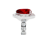 White gold Heart Cut Halo Diamond Ring with Pavé Band and Three-Prong Setting_5