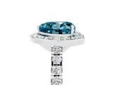 White gold Heart Cut Halo Diamond Ring with Pavé Band and Three-Prong Setting_5