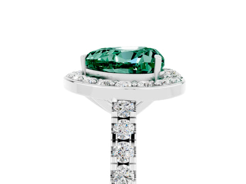 White gold Heart Cut Halo Diamond Ring with Pavé Band and Three-Prong Setting_5