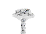 White gold Heart Cut Halo Diamond Ring with Pavé Band and Three-Prong Setting_5