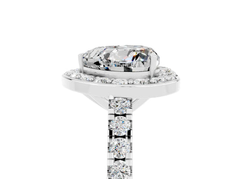 White gold Heart Cut Halo Diamond Ring with Pavé Band and Three-Prong Setting_5