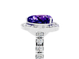 White gold Heart Cut Halo Diamond Ring with Pavé Band and Three-Prong Setting_5