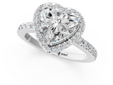 White gold Heart Cut Halo Diamond Ring with Pave Band and Four-Prong Setting_50