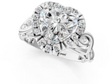 White gold Heart Cut Halo Diamond Ring with Scrollwork Band and Four-Prong Setting_111