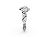 White gold Heart Cut Halo Diamond Ring with Scrollwork Band and Four-Prong Setting_112
