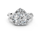 White gold Heart Cut Halo Diamond Ring with Scrollwork Band and Four-Prong Setting_113