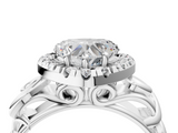 White gold Heart Cut Halo Diamond Ring with Scrollwork Band and Four-Prong Setting_117