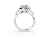 White gold Heart Cut Halo Diamond Ring with Scrollwork Band and Four-Prong Setting_117
