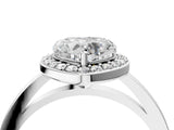 White gold Heart Cut Halo Diamond Ring with Solitaire Band and Prong Setting_11