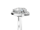 White gold Heart Cut Halo Diamond Ring with Solitaire Band and Prong Setting_12