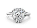 White gold Heart Cut Halo Diamond Ring with Solitaire Band and Prong Setting_7