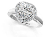 White gold Heart Cut Halo Diamond Ring with Solitaire Band and Prong Setting_8