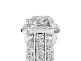 White gold Heart Cut Halo Diamond Ring with Split Shank and Four-Prong Setting_226