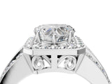 White gold Heart Cut Halo Diamond Ring with Split Shank and Four-Prong Setting_231