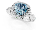 White gold Heart Cut Halo Diamond Solitaire with Filigree Band and Four-Prong Setting_1