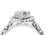 White gold Heart Cut Halo Diamond Solitaire with Filigree Band and Four-Prong Setting_11