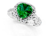 White gold Heart Cut Halo Diamond Solitaire with Filigree Band and Four-Prong Setting_1