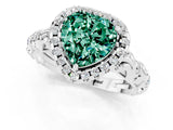 White gold Heart Cut Halo Diamond Solitaire with Filigree Band and Four-Prong Setting_1