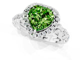 White gold Heart Cut Halo Diamond Solitaire with Filigree Band and Four-Prong Setting_1
