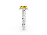 White gold Heart Cut Halo Diamond Solitaire with Filigree Band and Four-Prong Setting_2