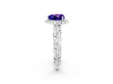 White gold Heart Cut Halo Diamond Solitaire with Filigree Band and Four-Prong Setting_2