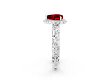 White gold Heart Cut Halo Diamond Solitaire with Filigree Band and Four-Prong Setting_2