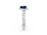 White gold Heart Cut Halo Diamond Solitaire with Filigree Band and Four-Prong Setting_2